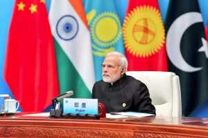 pm narendra modi, russia president vladimir,china president xi jinping and pakistan pm shahbaz sharif attend sco meeting