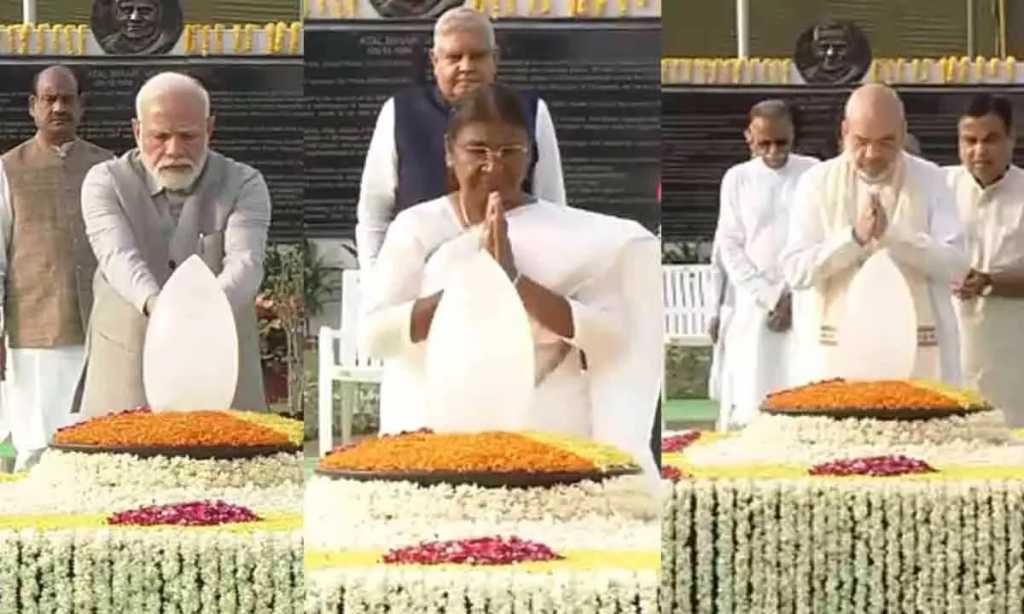 president murmu, pm modi pay tribute to former pm vajpayee on sadaiv atal