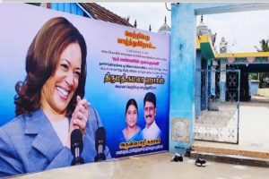 Elections in America, fireworks in Tamil Nadu, Kamala Harris' pre result banner, Thulasendrapuram, ancestral village of Harris waiting for US Election result