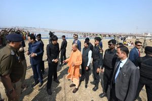 CM-Yogi-Adityanath-Aerial-Survey-of-Maha-Kumbh-Area-after-stampede