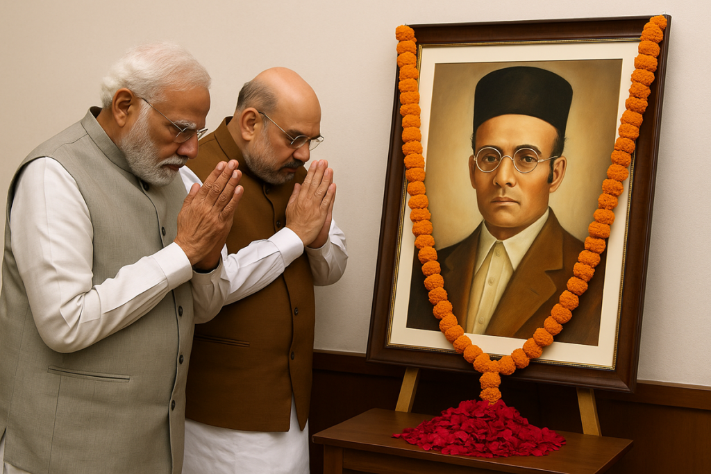 स्वातंत्र्यवीर सावरकर को पीएम मोदी और अमित शाह की श्रद्धांजलि