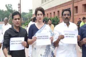 Priyanka-Gandhi-protests-outside-Parliament-over-the-arrest-of-nuns-in-Chhattisgarh!