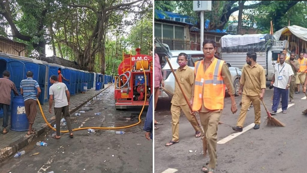 आज़ाद मैदान में BMC की तैनाती, सफाई में जुटे 800 कर्मचारी!