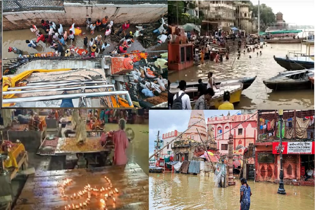 मणिकर्णिका की गलियों में चल रहीं नावें, अस्सी में सड़क तक पहुंचा बाढ़! 