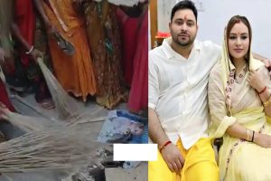 Controversy-escalates-after-Tejashwis-wife-is-called-a-Jersey-cow-anger-erupts-on-the-streets!