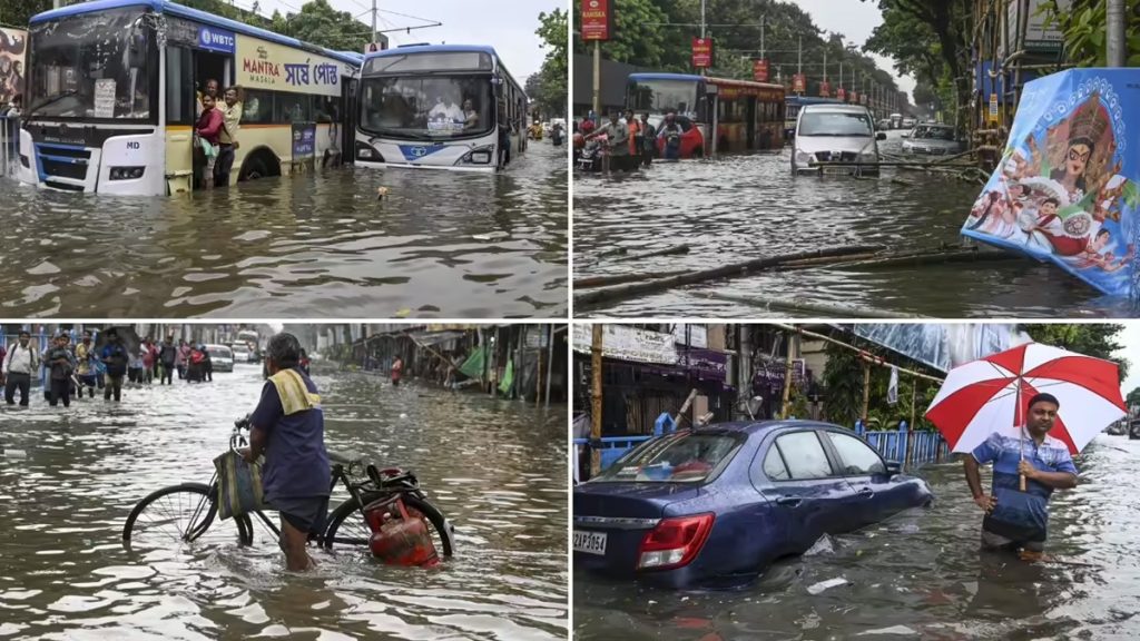 कोलकाता डूबा भारी बारिश में, दुर्गा पूजा से पहले 9 की मौत, 30 उड़ानें रद्द!