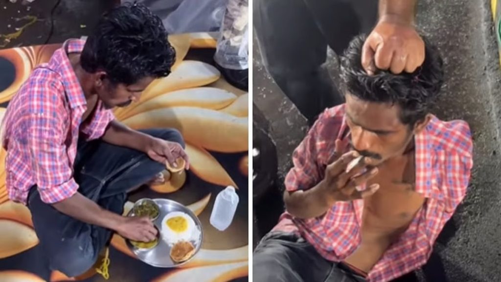 स्कूटर चोर को पकडा…पहले खिलाया खाना, फिर पिलाई सिगरेट, वीडियो वायरल