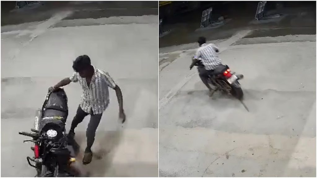 कर्नूल बस अग्निकांड: हादसे से पहले बाइक सवार की नशे में हालात में सीसीटीवी फुटेज वायरल!