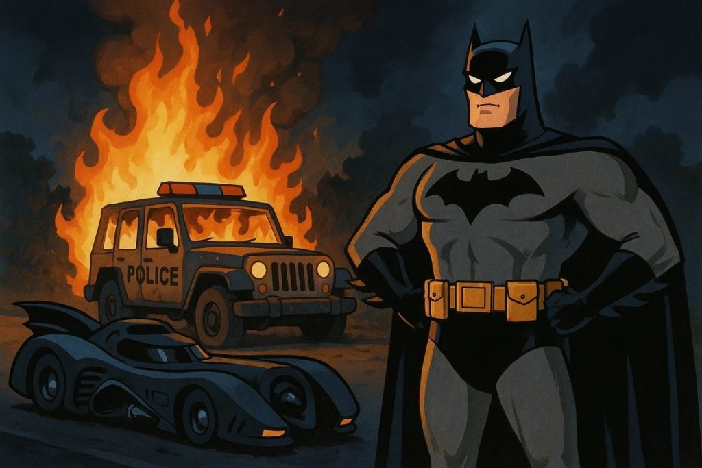 गुजरात: बैटमैन ने लगाई थी पुलिस की गाडी में आग!