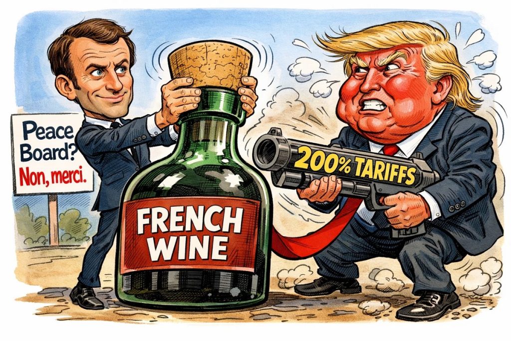 मैक्रों का ‘पीस बोर्ड’ में शामिल होने से इनकार, ट्रंप की फ्रांसीसी वाइन पर 200 प्रतिशत टैरिफ की धमकी