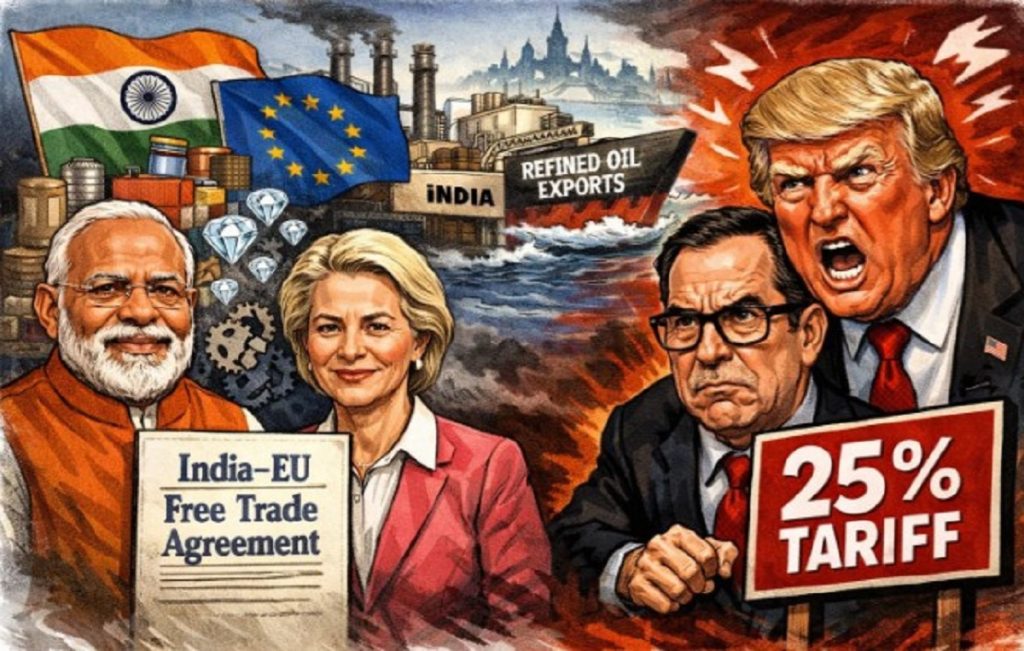 भारत-EU ट्रेड डील पर अमेरिका खिसियाया, कहा— “यूरोप फंड कर रहा खुद के खिलाफ युद्ध”