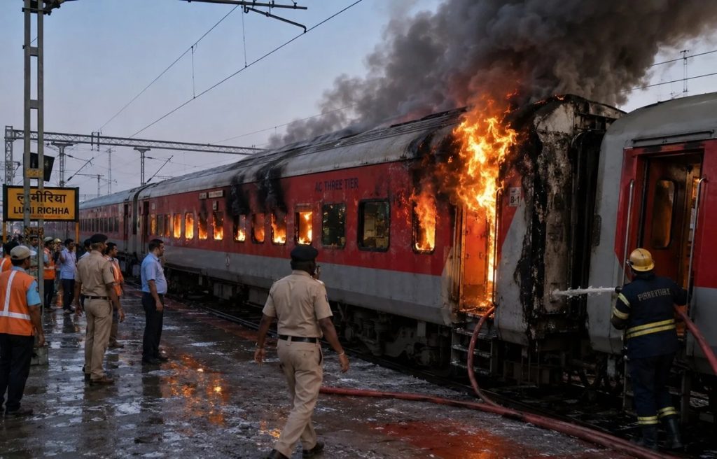 मध्य प्रदेश के रतलाम के पास राजधानी एक्सप्रेस में भीषण आग