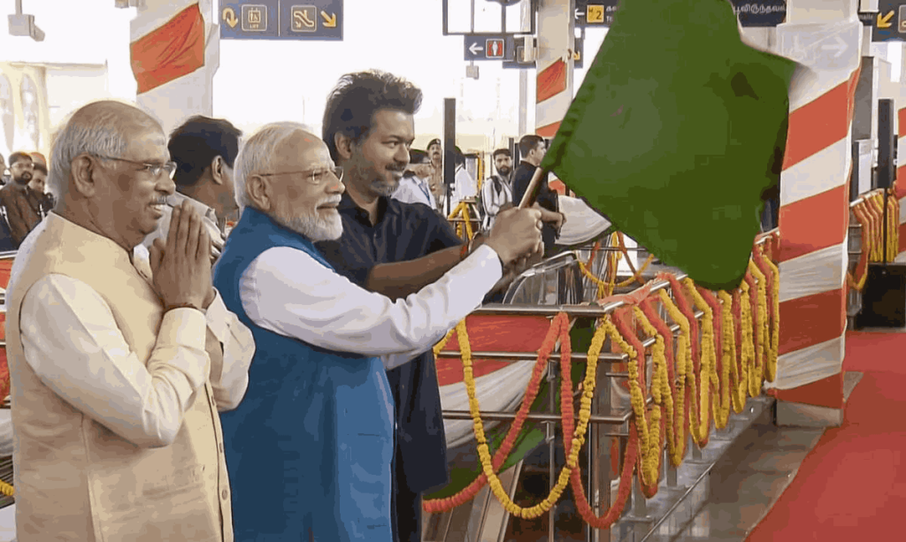 PM मोदी ने किया चेन्नई मेट्रो फेज-2 का उद्घाटन, CM विजय के साथ किया सफर